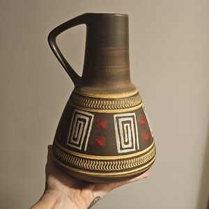Vintage Dumler & Breiden Ceramic Pitcher: West German 60s Kitsch Vase